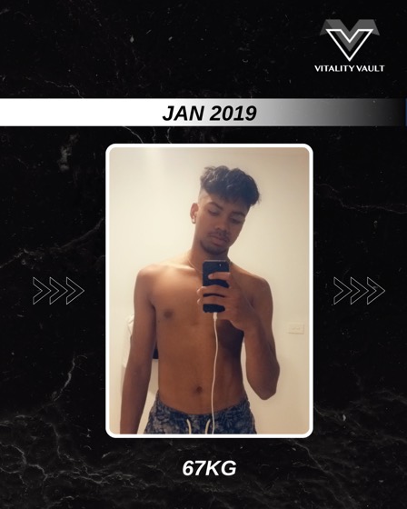 Hesh in January 2019 at 67 kg